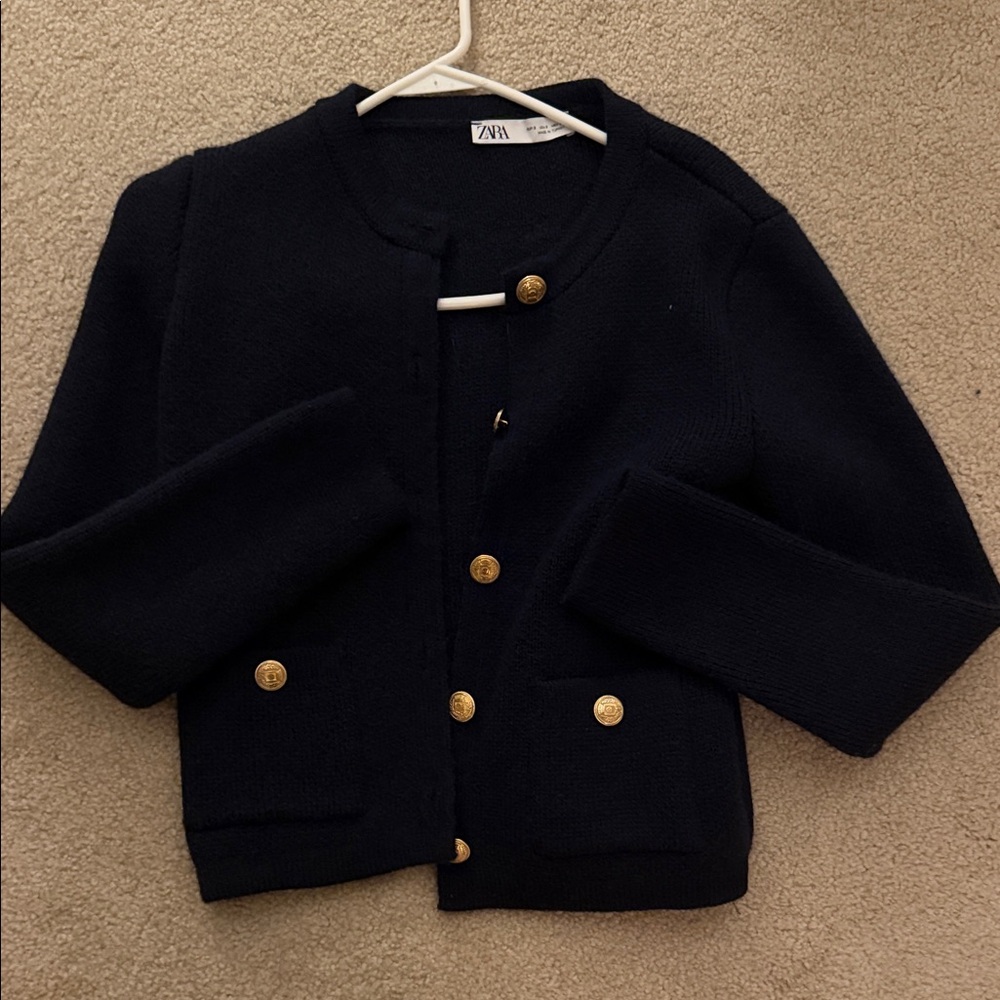 Zara Navy Blue Cardigan with Gold Buttons